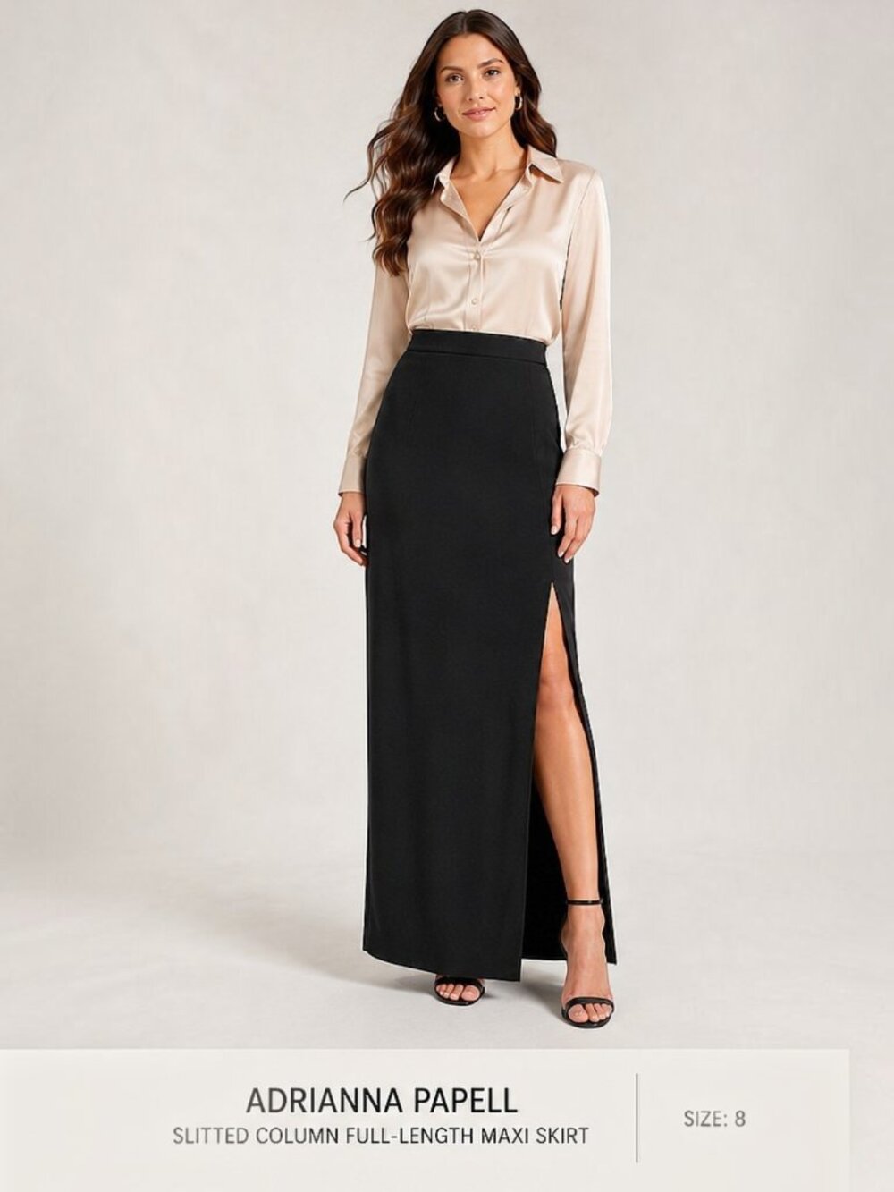 Adrianna Papell Women's Slitted Column Full-Length Elegance Maxi Skirt Size 8